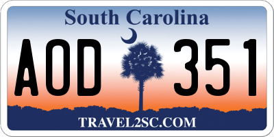 SC license plate AOD351