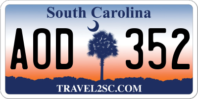 SC license plate AOD352