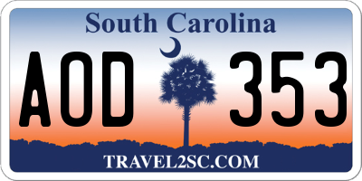 SC license plate AOD353