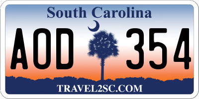 SC license plate AOD354