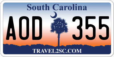SC license plate AOD355