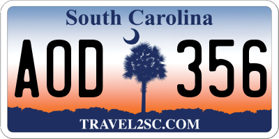 SC license plate AOD356