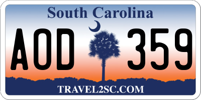 SC license plate AOD359