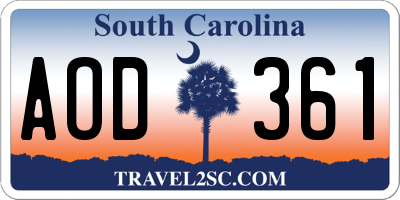 SC license plate AOD361