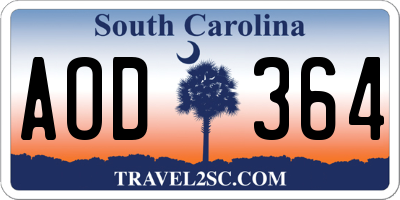 SC license plate AOD364