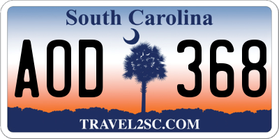 SC license plate AOD368