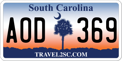 SC license plate AOD369