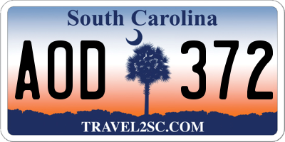 SC license plate AOD372