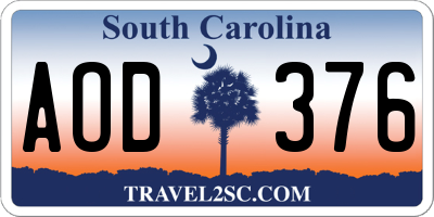 SC license plate AOD376