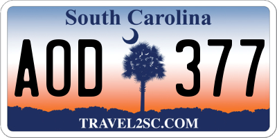 SC license plate AOD377