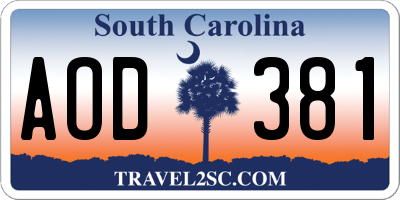 SC license plate AOD381