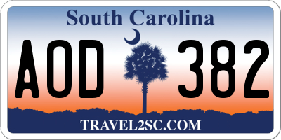 SC license plate AOD382