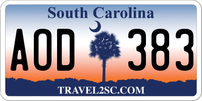 SC license plate AOD383