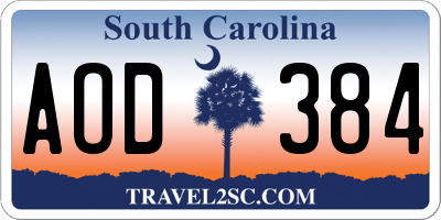 SC license plate AOD384