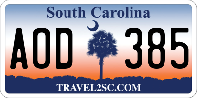 SC license plate AOD385