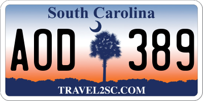 SC license plate AOD389
