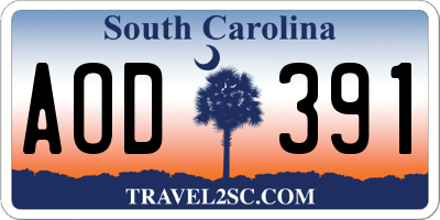 SC license plate AOD391