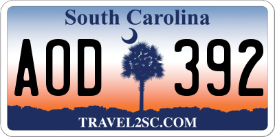 SC license plate AOD392