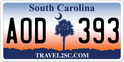 SC license plate AOD393