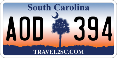 SC license plate AOD394
