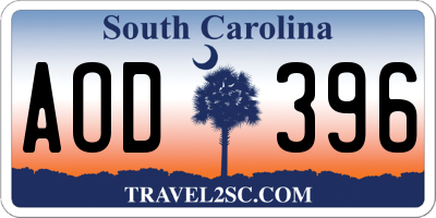 SC license plate AOD396