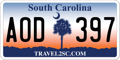 SC license plate AOD397