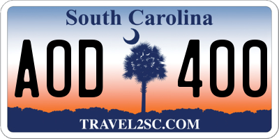 SC license plate AOD400