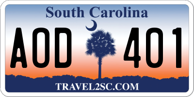 SC license plate AOD401
