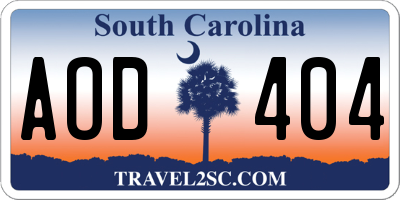 SC license plate AOD404