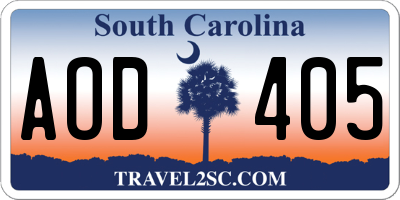 SC license plate AOD405