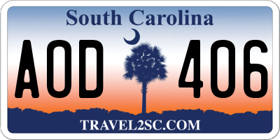 SC license plate AOD406