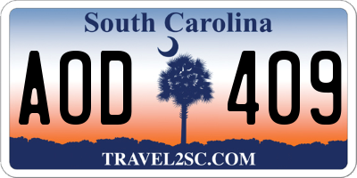 SC license plate AOD409