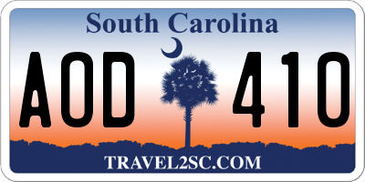 SC license plate AOD410