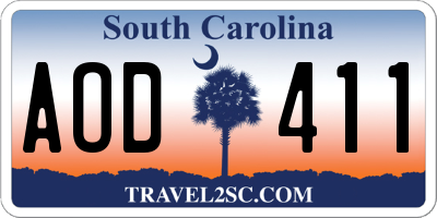 SC license plate AOD411