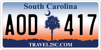 SC license plate AOD417