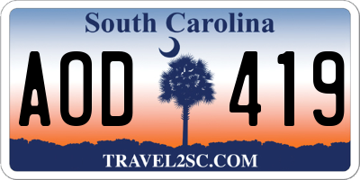 SC license plate AOD419