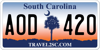 SC license plate AOD420