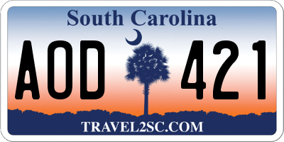 SC license plate AOD421