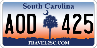 SC license plate AOD425