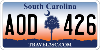 SC license plate AOD426