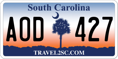 SC license plate AOD427