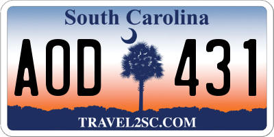 SC license plate AOD431