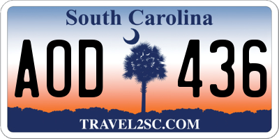 SC license plate AOD436