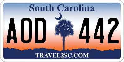 SC license plate AOD442