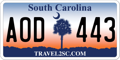 SC license plate AOD443