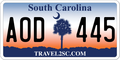 SC license plate AOD445