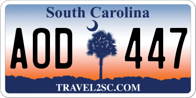SC license plate AOD447