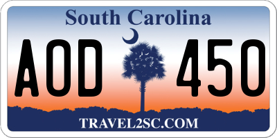 SC license plate AOD450