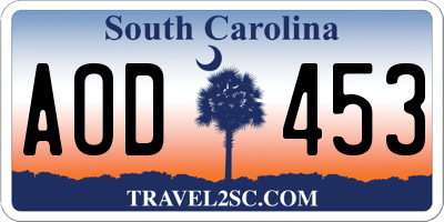 SC license plate AOD453