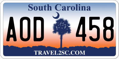 SC license plate AOD458